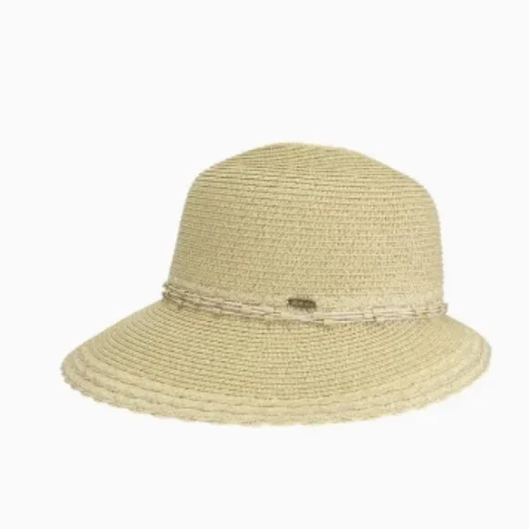 Wooden Bead Trim Cloche C.C Sun Hat or straw bucket hat - Picture 6 of 8